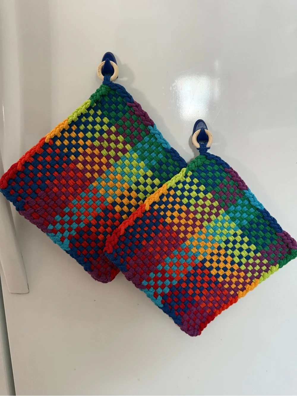 Handwoven Rainbow Cotton Pot Holders